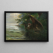 Hunting Priest in a Canoe by the Lake Watching Ducks - Hans Thoma — framed artwork on a wall