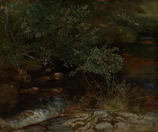 Bord de Bach avec des arbres et des herbes - Hans Thoma — artwork view