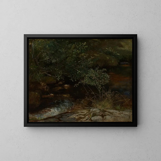 Bord de Bach avec des arbres et des herbes - Hans Thoma — framed artwork on a wall