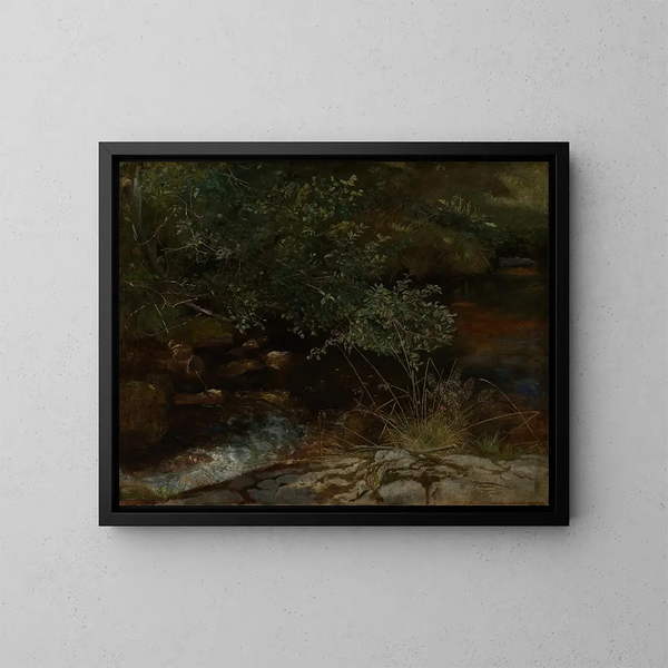 Bord de Bach avec des arbres et des herbes - Hans Thoma — framed artwork on a wall
