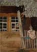 Corner of a Country House with Garden Fence and Hen - Hans Thoma — artwork view