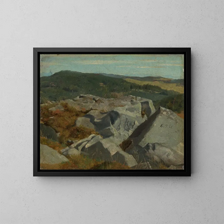 View of Rocks and Summits - Hans Thoma — framed artwork on a wall