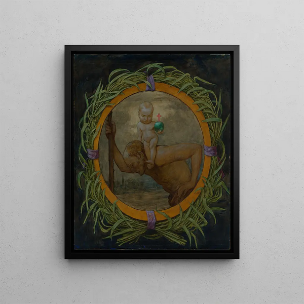 Saint Christophe dans une couronne de roseaux - Hans Thoma — framed artwork on a wall