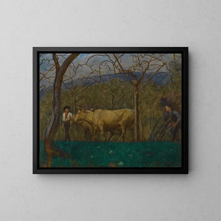 Twilight at Lake Garda - Hans Thoma — framed artwork on a wall