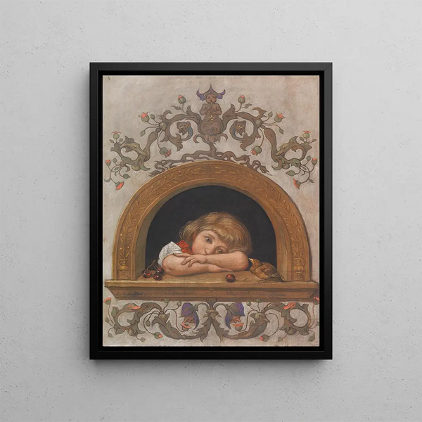 Ella at the semi-circular window - Hans Thoma — framed artwork on a wall