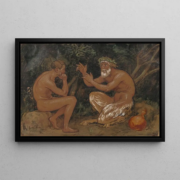 Faune et jeune homme - Hans Thoma — framed artwork on a wall