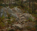 Blocks of stone with fir trunks - Hans Thoma — artwork view