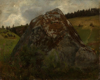 Block of stone in a meadow valley - Hans Thoma — artwork view