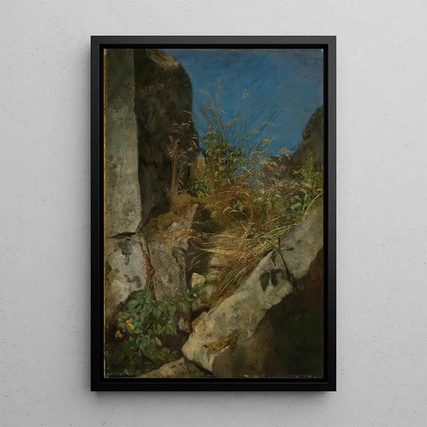 Herbs between the Rocks - Hans Thoma — framed artwork on a wall
