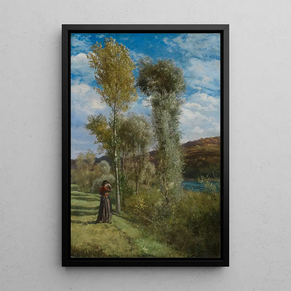 Autumn Day on the Upper Rhine - Hans Thoma — framed artwork on a wall