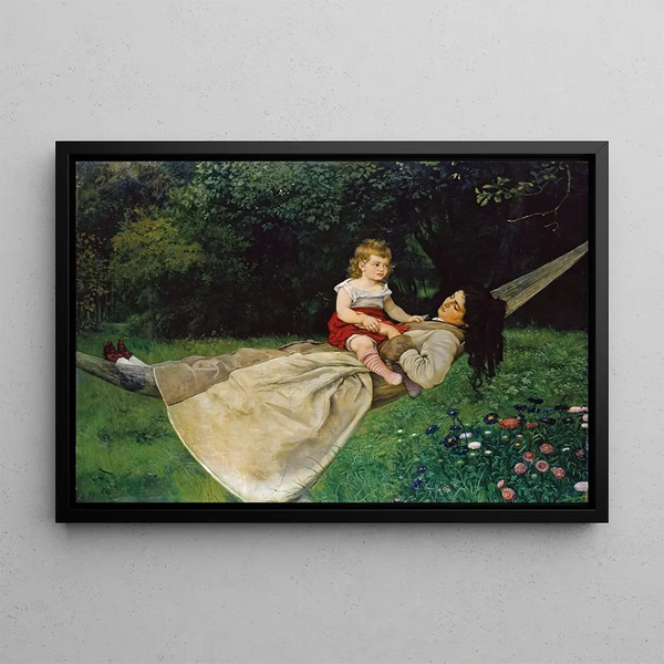 In the hammock - Hans Thoma — framed artwork on a wall