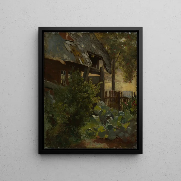 Garden of Cabbages with House Corner - Hans Thoma — framed artwork on a wall