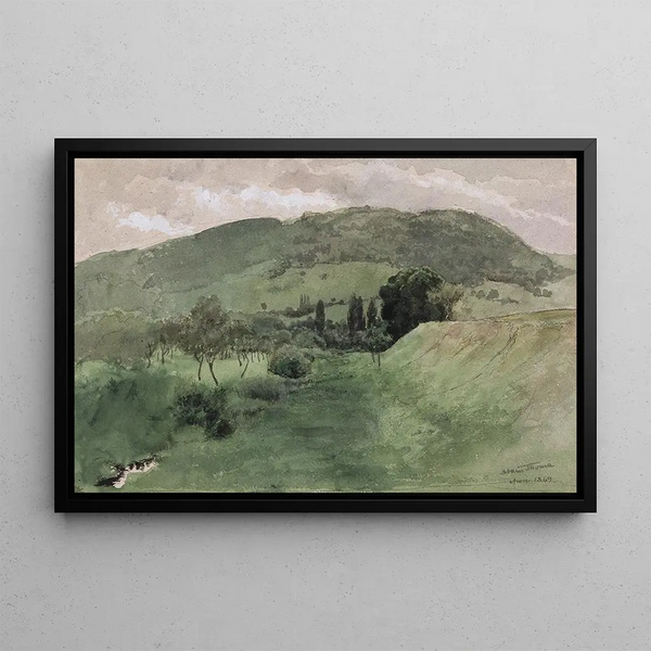 Landscape in the Black Forest - Hans Thoma — framed artwork on a wall