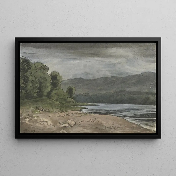 Landscape painting with storm clouds - Hans Thoma — framed artwork on a wall