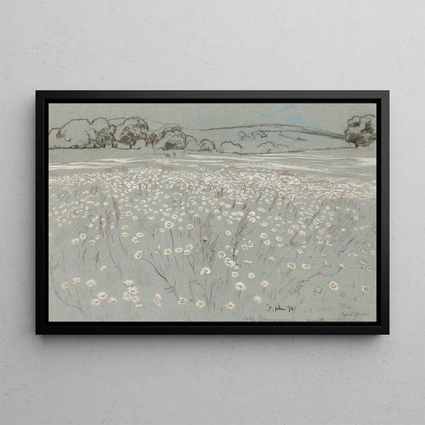 Prairie with Daisies - Hans Thoma — framed artwork on a wall