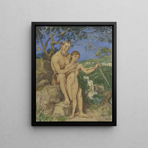 Faune vieux et jeune - Hans Thoma — framed artwork on a wall