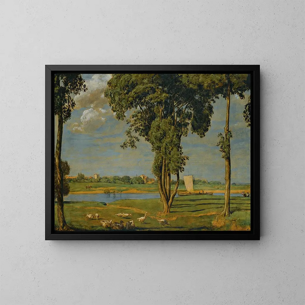 On the Banks of the Main - Hans Thoma — framed artwork on a wall