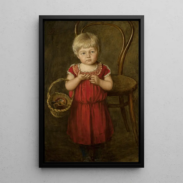 Portrait of Ela with a basket - Hans Thoma — framed artwork on a wall
