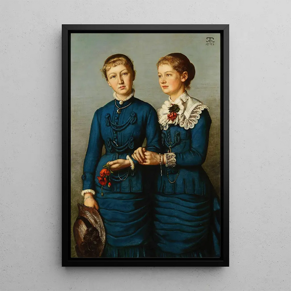 Portrait of the two Haag family girls - Hans Thoma — framed artwork on a wall