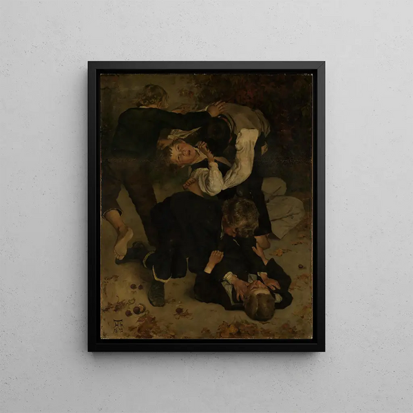 Boys Fighting - Hans Thoma — framed artwork on a wall