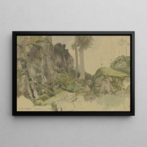 Rochers près de Saint-Blaise, Forêt-Noire - Hans Thoma — framed artwork on a wall