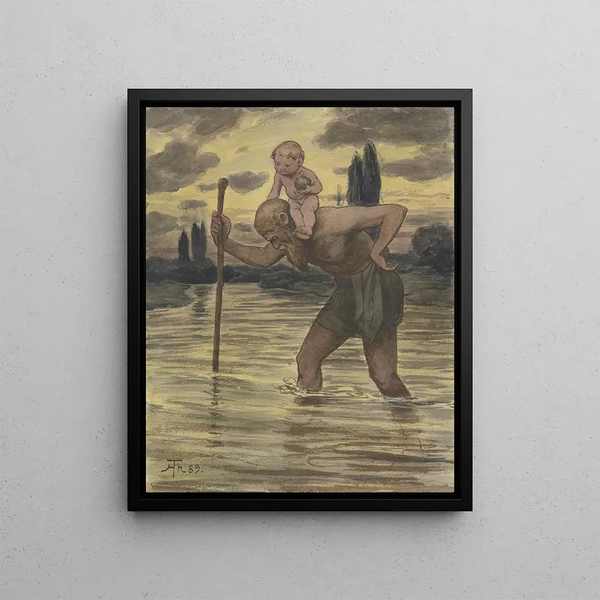 Saint Christopher Painting - Hans Thoma — framed artwork on a wall