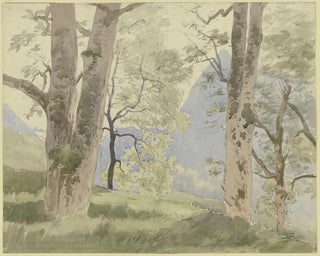 Forest Landscape Painting of the Black Forest, view from the forest edge on the mountains - Hans Thoma — artwork view