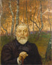 Self-portrait in front of a birch forest - Hans Thoma — artwork view