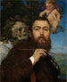 Self-portrait with Cupid and Death - Hans Thoma — artwork view