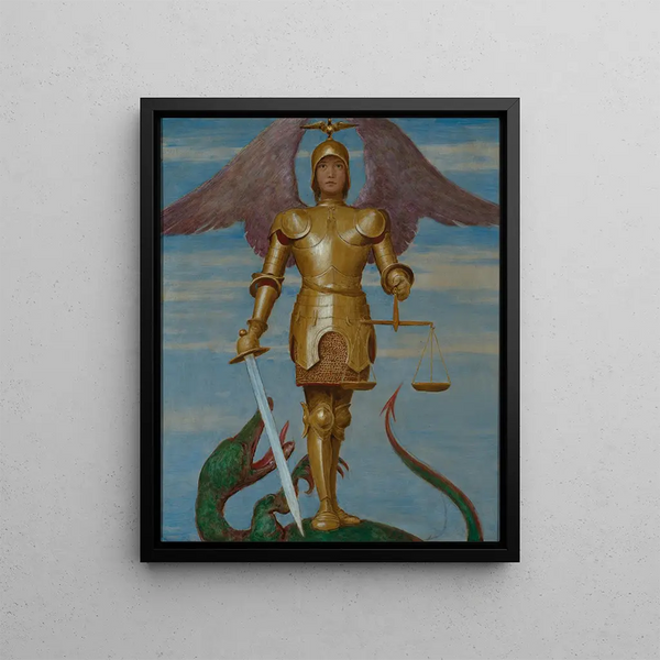 September Saint Michael as an Adorer of the Soul - Hans Thoma — framed artwork on a wall