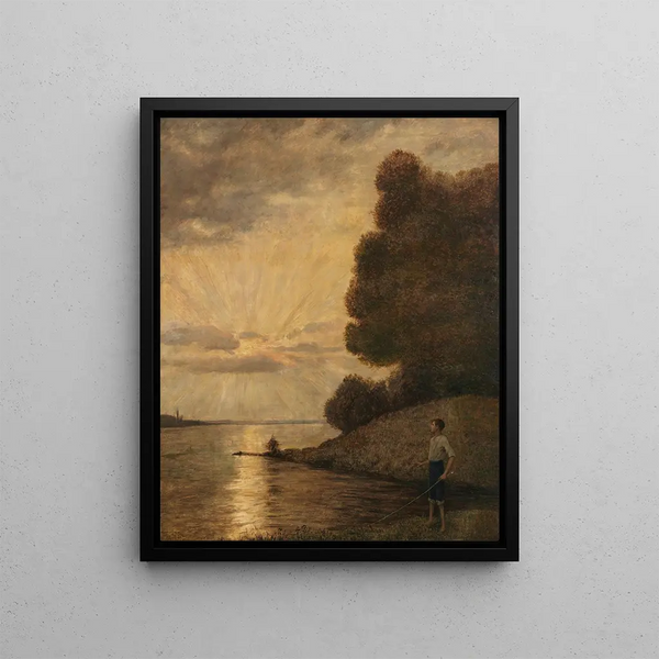 Sunset over the Upper Rhine - Hans Thoma — framed artwork on a wall