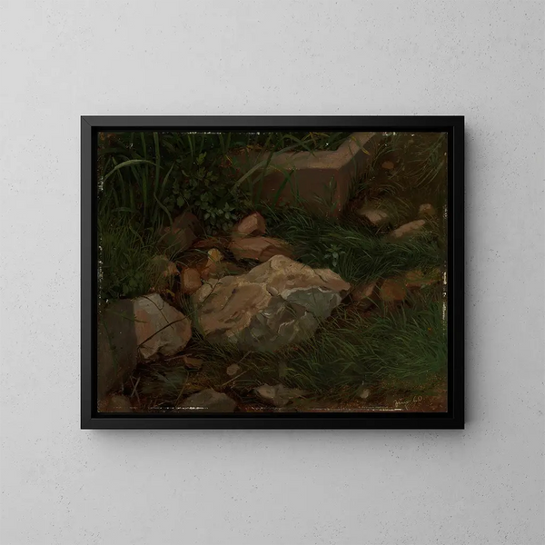 Stones in the Grass - Hans Thoma — framed artwork on a wall