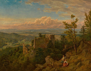 Les ruines du château de Hohenbaden surplombant la vallée du Rhin - Hans Thoma — artwork view