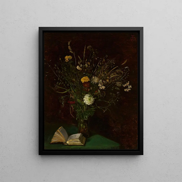 Vase with Flowers - Hans Thoma — framed artwork on a wall