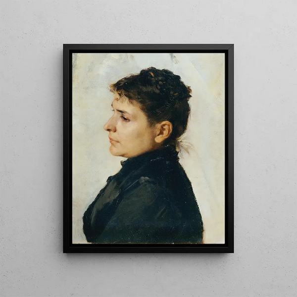 Woman in profile - Hans Tichy — framed artwork on a wall