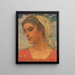 Head of a woman with a scarf - Hans Unger — framed artwork on a wall