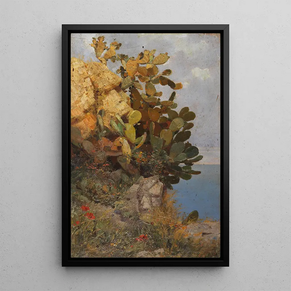 Cactus sur la côte de Taormina Sicile - Hans Unger — framed artwork on a wall