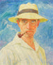 Self-portrait with pipe and hat - Hans Unger — artwork view