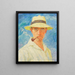 Self-portrait with pipe and hat - Hans Unger — framed artwork on a wall