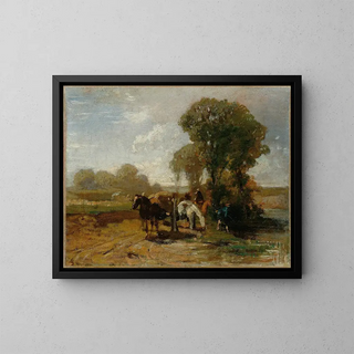 Stop at the watering hole - Hans von Marées — framed artwork on a wall