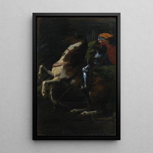 Les Trois Cavaliers II Saint Georges - Hans von Marées — framed artwork on a wall