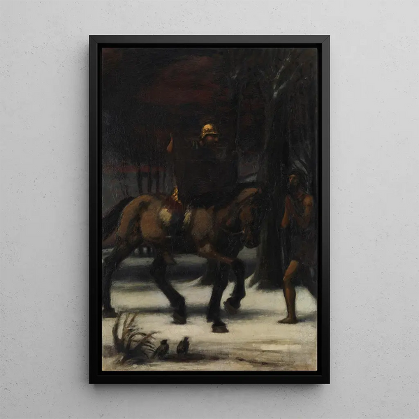 Les Trois Cavaliers II Saint Martin - Hans von Marées — framed artwork on a wall
