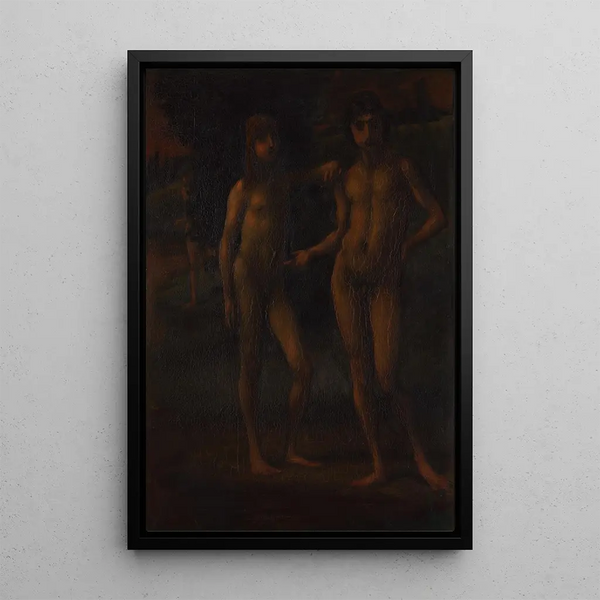 Young People in a Landscape Two Young People - Hans von Marées — framed artwork on a wall