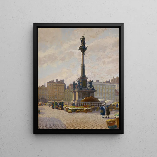 Flower Market Painting Am Hof - Hans Wild — framed artwork on a wall