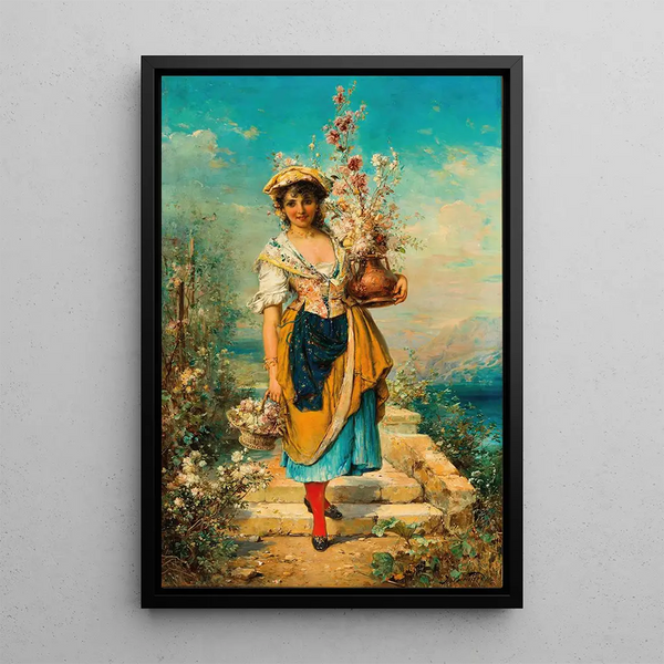 Une belle marchande de fleurs - Hans Zatzka — framed artwork on a wall