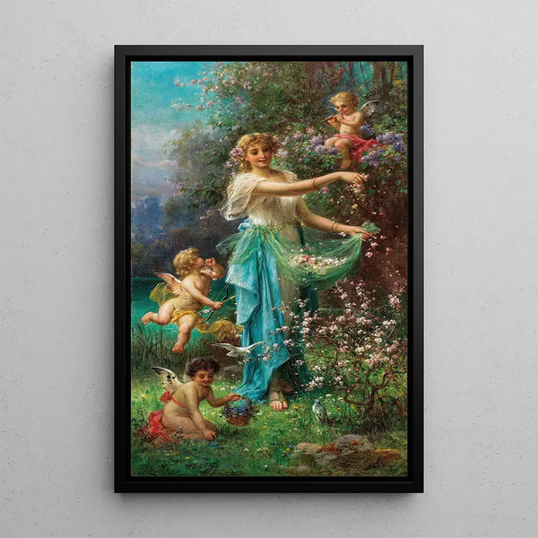 An Allegory of Spring with Cupid - Hans Zatzka — framed artwork on a wall