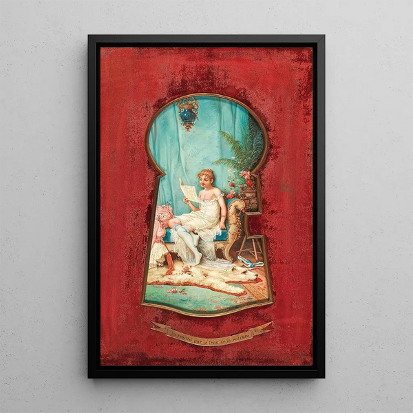 View through the keyhole - Hans Zatzka — framed artwork on a wall