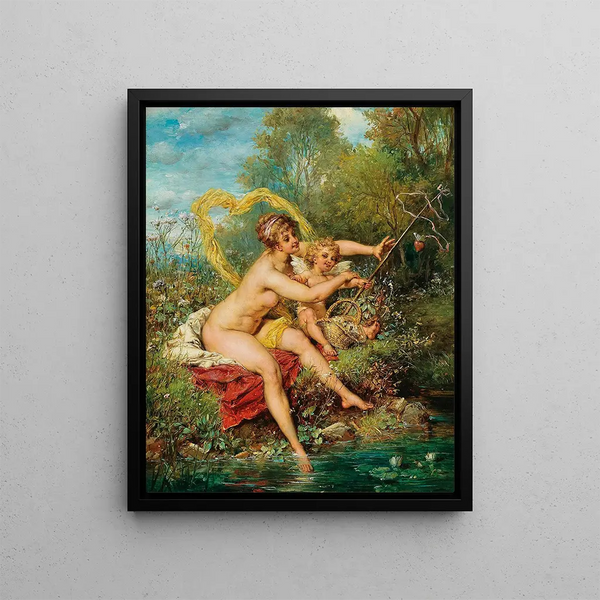 Fishing - Hans Zatzka — framed artwork on a wall