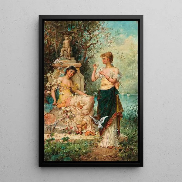 Il m'aime, il ne m'aime pas - Hans Zatzka — framed artwork on a wall