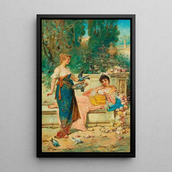 Leisure Hours - Hans Zatzka — framed artwork on a wall